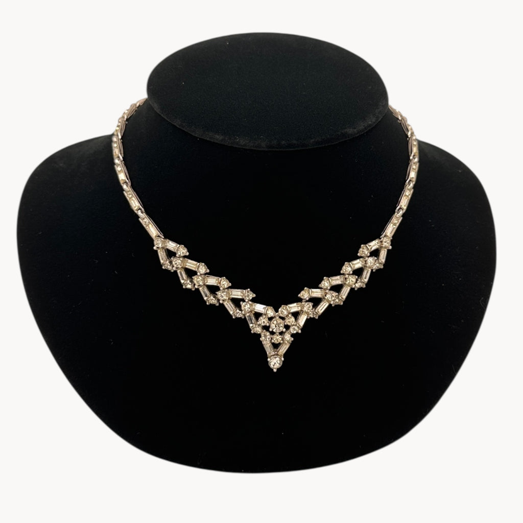 Vintage Bogoff Art Deco Rhinestone Pendant Necklace