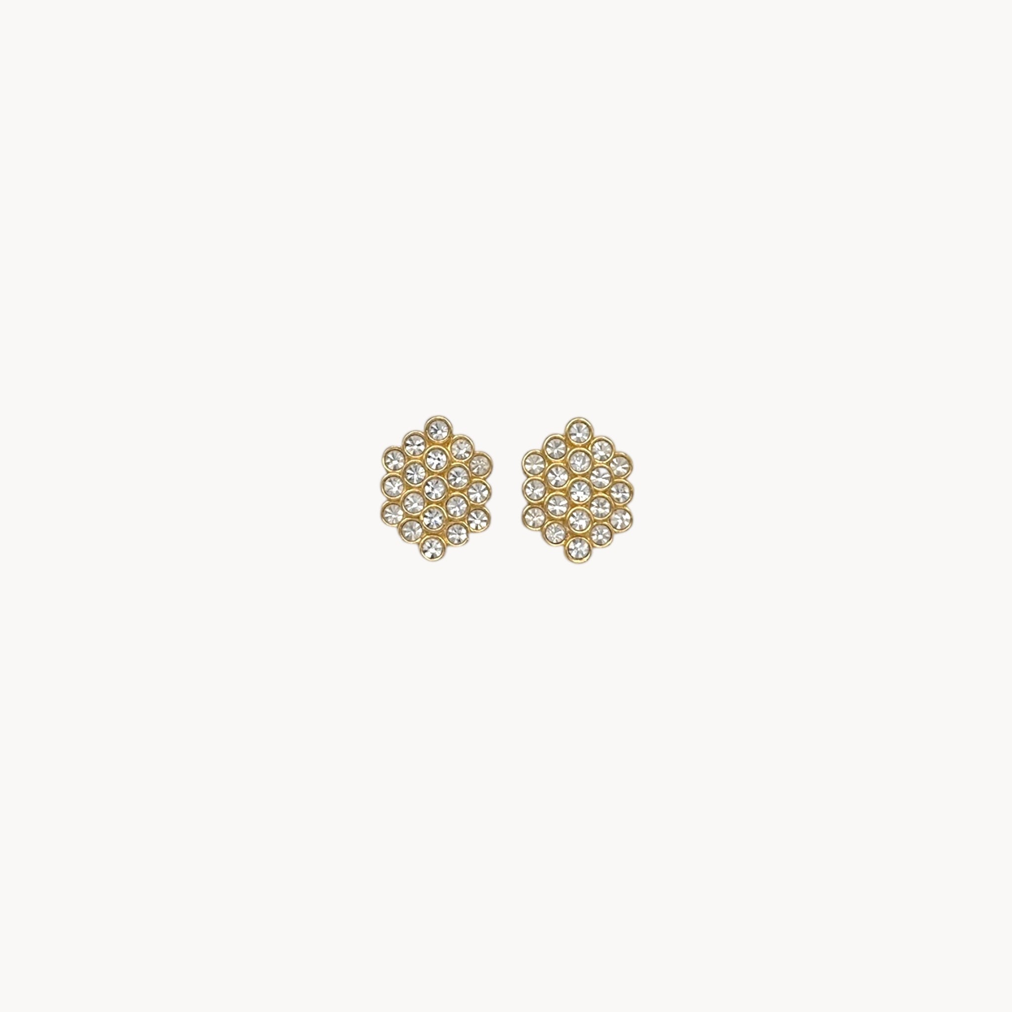 Nolan Miller gold rhinestone cluster clip on earrings