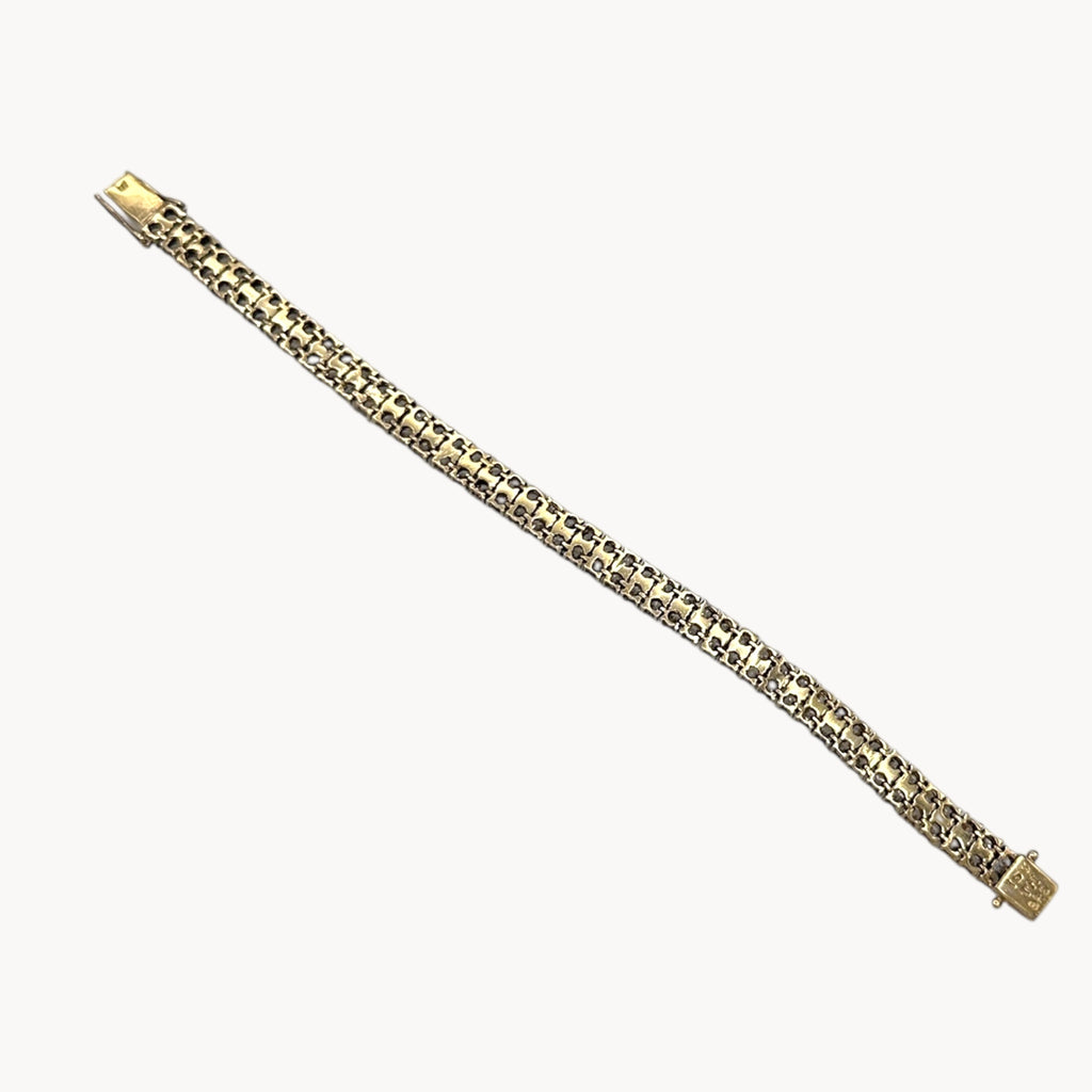Back view of Sterling silver vermeil gold plated two row CZ tennis bracelet.