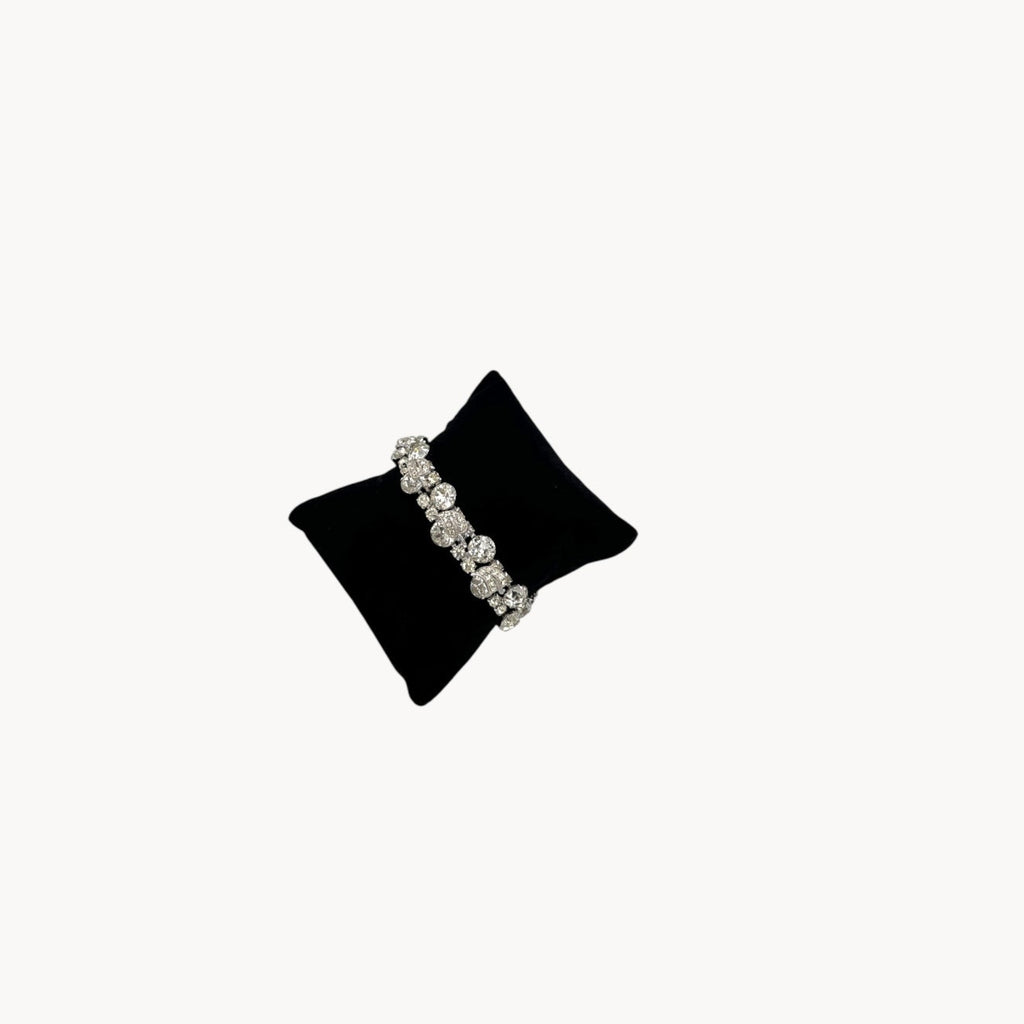 Vintage Weiss rhinestone statement bracelet with large prong-set stones.