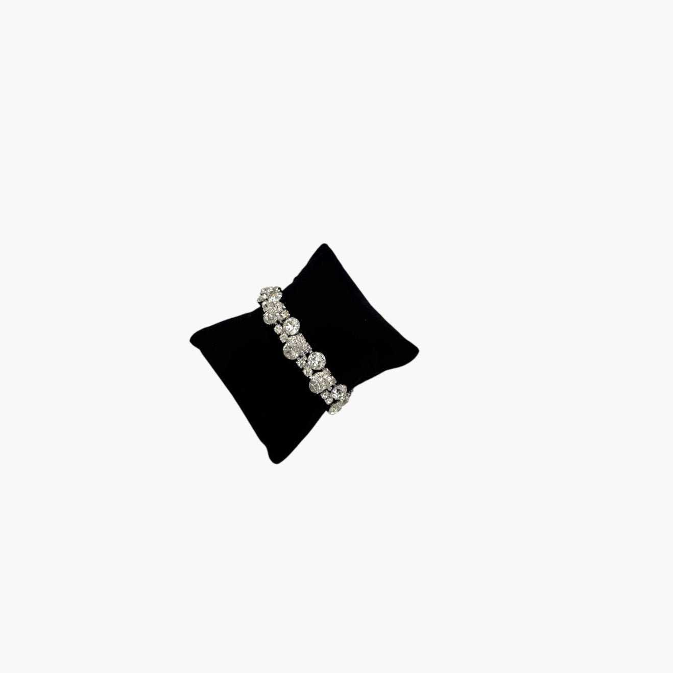 Vintage Weiss rhinestone statement bracelet with large prong-set stones.