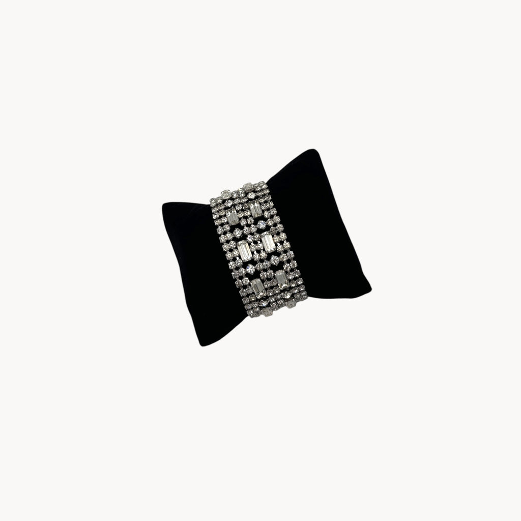 Wide Vintage Clear Rhinestone Bracelet