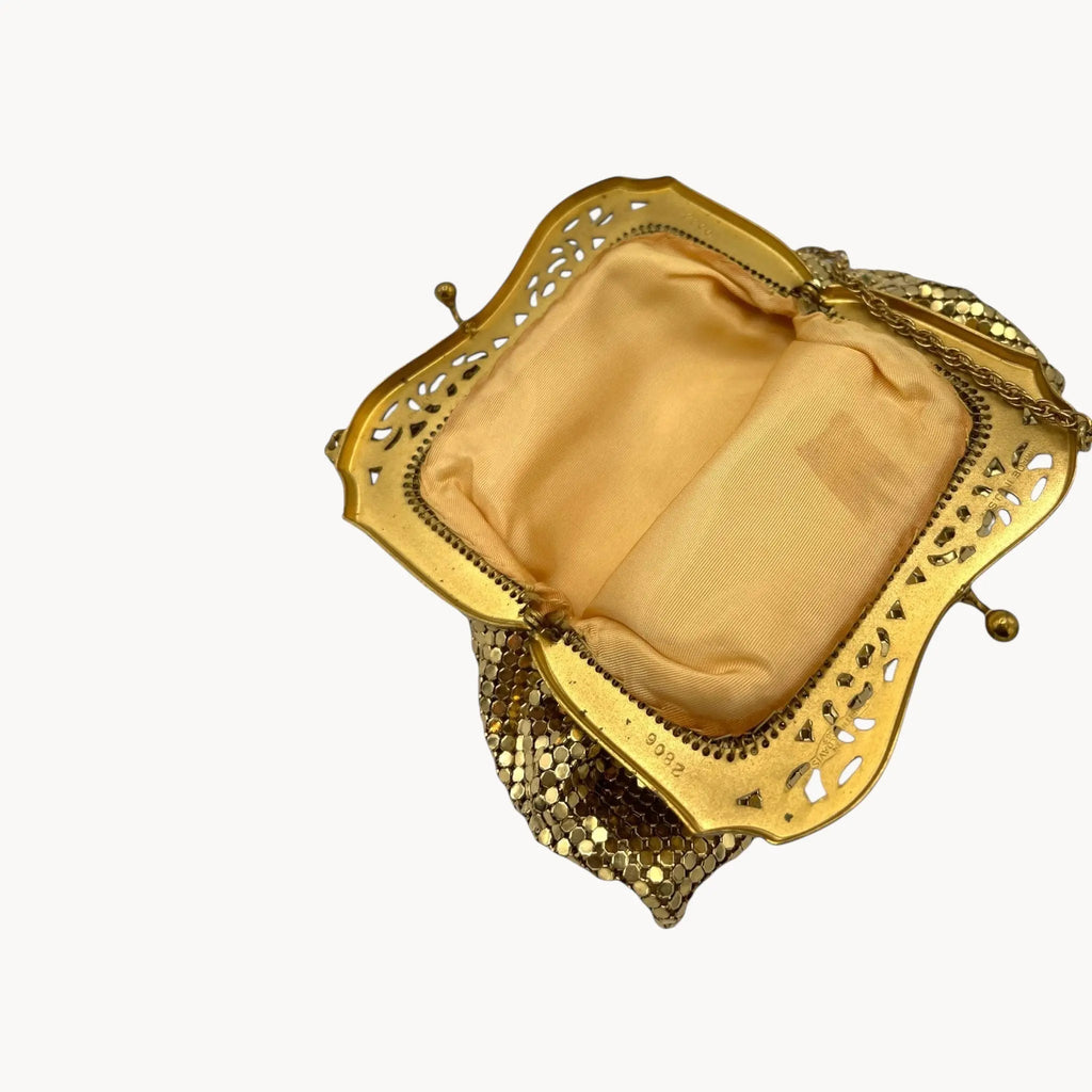 Gold Whiting & Davis Small Mesh Art Deco Handbag