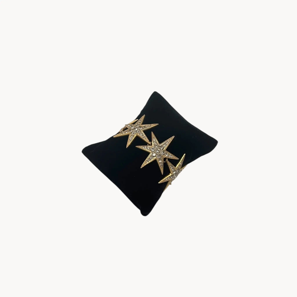 J. Crew gold-tone Art Deco style star bracelet with crystal accents.