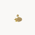Midcentury gold swan brooch with faux pearls