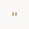 Vintage Christian Dior petite gold-tone clip-on earrings with rhinestone ribbon detail.