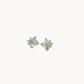1950s Laguna crystal cluster clip-on earrings with aurora borealis finish, vintage bridal jewelry