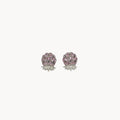 Vintage Nolan Miller rhinestone floral clip-on earrings with silver-tone leaves