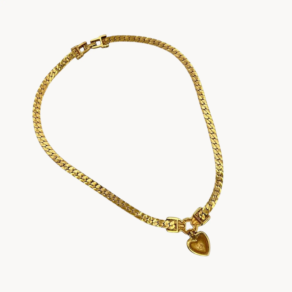 Vintage Swarovski Gold Plated Heart Pendant Necklace