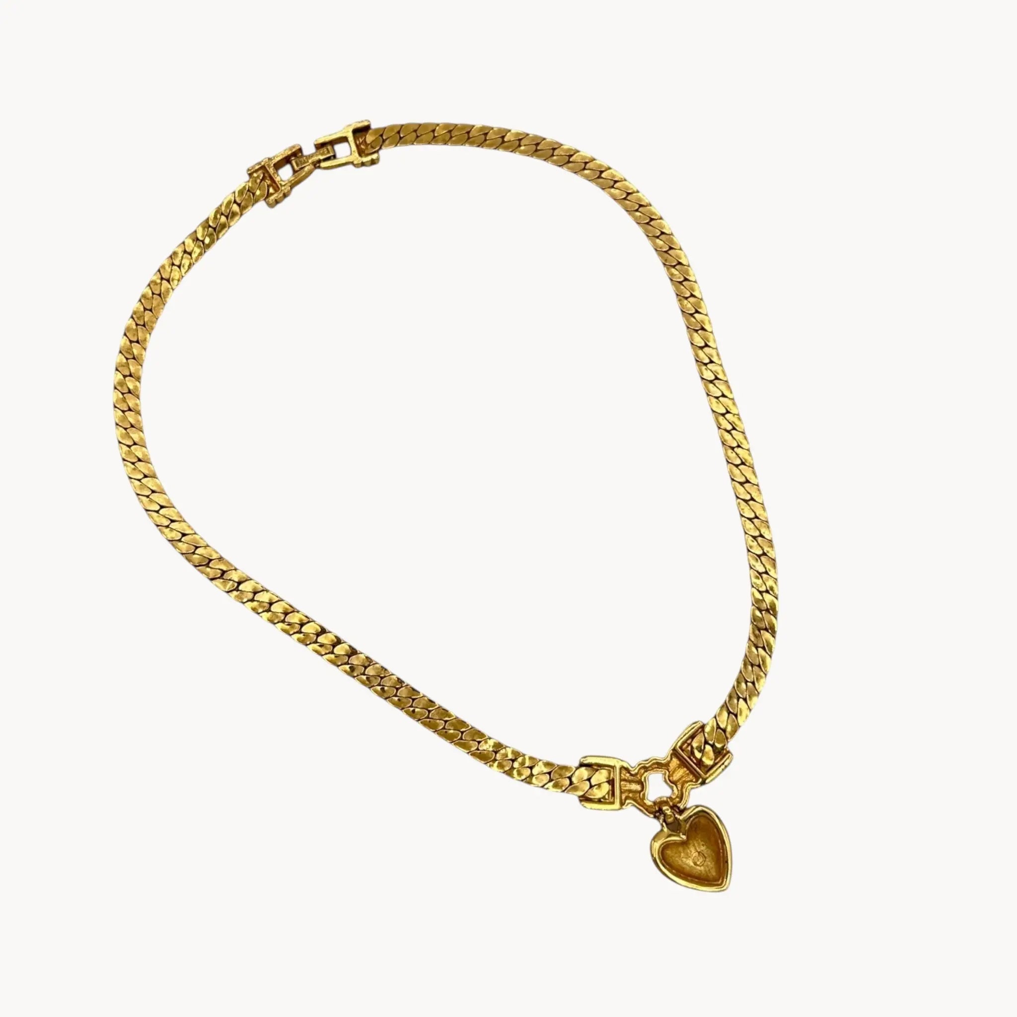 Vintage Swarovski Gold Plated Heart Pendant Necklace