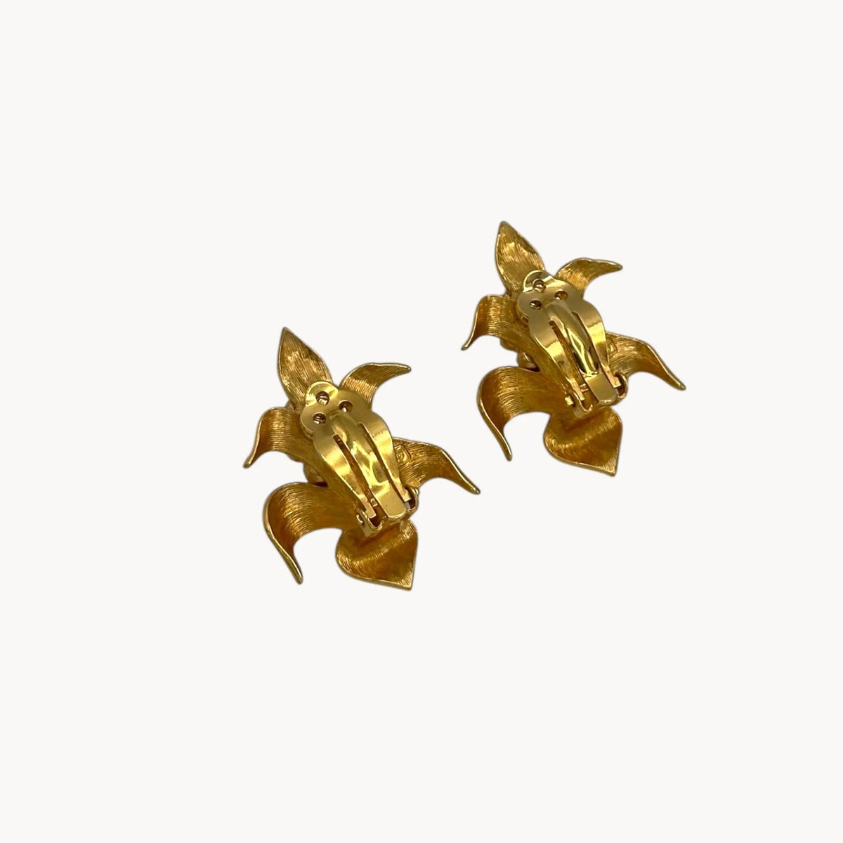Vintage Swarovski SAL Gold Floral Pearl & Crystal Clip-On Earrings