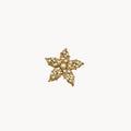 Vintage Trifari floral starfish brooch with faux pearls and rhinestones in gold-tone metal.