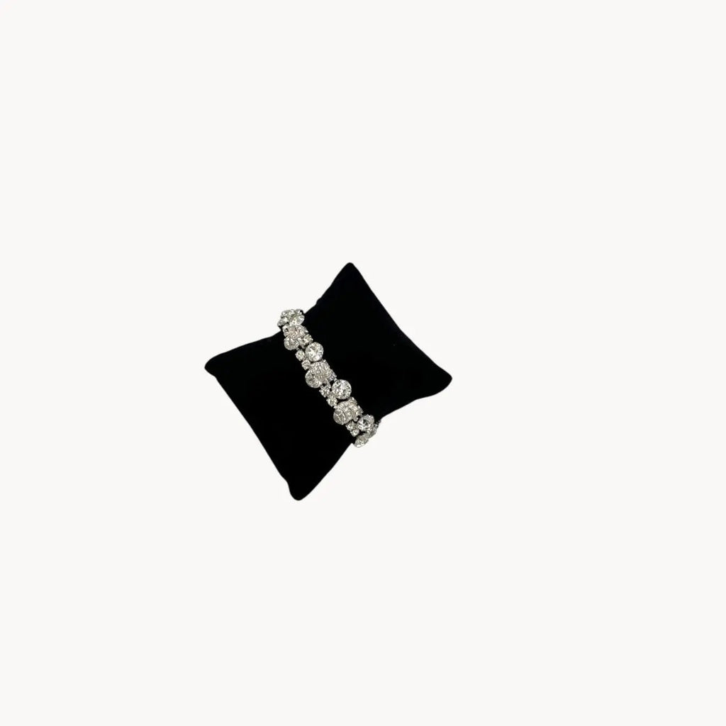 Vintage Weiss rhinestone statement bracelet with large prong-set stones.